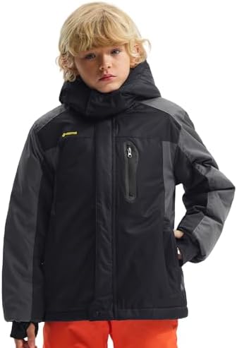 GEMYSE Boy's Waterproof Ski Snow Jacket Fleece Kids Winter Coat with Hood