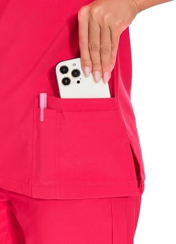 COZYFIT Scrubs for Women Set - Stretch V-Neck & Jogger Pant with 9 Pockets