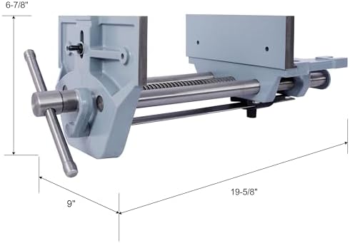 9 Inch Jaw Width Quick Release Woodworking Vise Heavy Duty Clamp Metal Cast Iron Adjustable Tool Sliding Jaw Workholding Device Woodworking Equipment Hand Tool Craft Vise GRAY