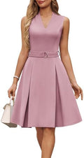 GRACE KARIN Women's Fit and Flare Work Business Dress with Belt
