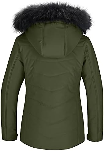 Skieer Women's Ski Jacket Waterproof Warm Puffer Thick Hooded Winter Coat
