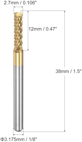 uxcell 10Pcs 2.7mm Titanium Coat Carbide End Mill Engraving Milling Cutter CNC Router Bits for PCB Machine, 1/8" Shank