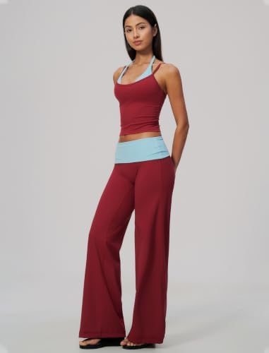 QBGJTD Womens Workout Sets Two Piece Striped Tank Top Wide Leg Yoga Pants Yoga Pilates Outfits