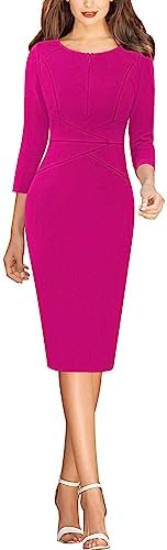 VFSHOW Womens Work Business Office Zipper Up Slim Bodycon Sheath Dress