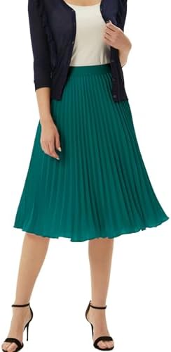 GRACE KARIN Pleated Midi Skirt for Women Chiffon A-Line Outfits