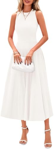 PRETTYGARDEN Women's Summer Pleated Midi Work Dress