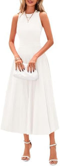 PRETTYGARDEN Women's Summer Pleated Midi Work Dress