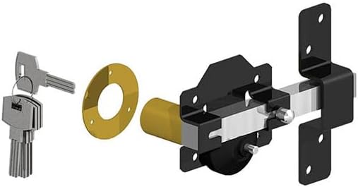 GATEMATE 2” Single Locking Long Throw Lock, High Security with Slide Bolt, Stainless Steel & Powder Coated, Corrosion Resistant, Elongated Keep for Gate Drop.