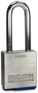 PACLOCK's 3-Series Padlock, Standard Rekeyable (SR), 3/8" Diameter Hard. Stainless Steel Shackle, 2-1/2" Tall, Keyed Differently w/ 2 Keys, 304 Stainless Steel
