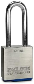 PACLOCK's 3-Series Padlock, UCS, 3/8" Diameter Hard. Stainless Steel Shackle, 2-1/2" Tall, High Performance 6-Pin Cylinder, One Lock Keyed to a Number U-Pick! w/ 2 Keys, 304 Stainless Steel