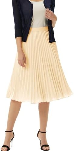 GRACE KARIN Pleated Midi Skirt for Women Chiffon A-Line Outfits