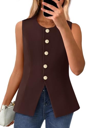 BTFBM Suit Vest Tops For Women Sleeveless Blazer Work Wear