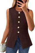 BTFBM Suit Vest Tops For Women Sleeveless Blazer Work Wear