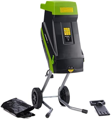 Earthwise GS015 15-Amp Electric Corded Chipper/Shredder with Collection Bag