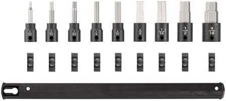 TEKTON 3/8 Inch Drive Hex Impact Bit Socket Set, 9-Piece | SIB91101 | (5/32 - 9/16 in.), Socket Rail