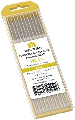 TIG Welding Tungsten Electrodes 1.5% Lanthanated Tungsten 1/8” x 7” (Gold, WL15) 10-Pack