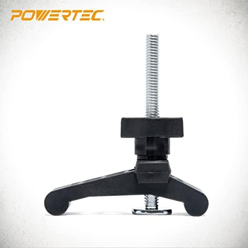 POWERTEC T-Track Hold Down Clamp with 3-1/2” T Track Bolts for CNC Machine, Table Saw Sled, Drill Press, Work Bench, T Track Accessories for woodworking, 2PK (71661)
