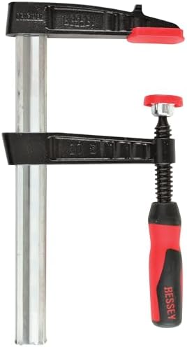 BESSEY TG4.008+2K Clamp, woodworking, F-style, 2K handle, replaceable pads, 4 In. x 8 In., 880 lb,Black
