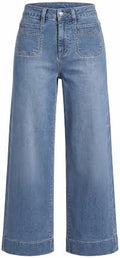 GRAPENT Women's Wide Leg Jeans High Waisted Cropped Stretchy Denim Pants