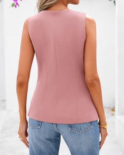 BTFBM Suit Vest Tops For Women Sleeveless Blazer Work Wear