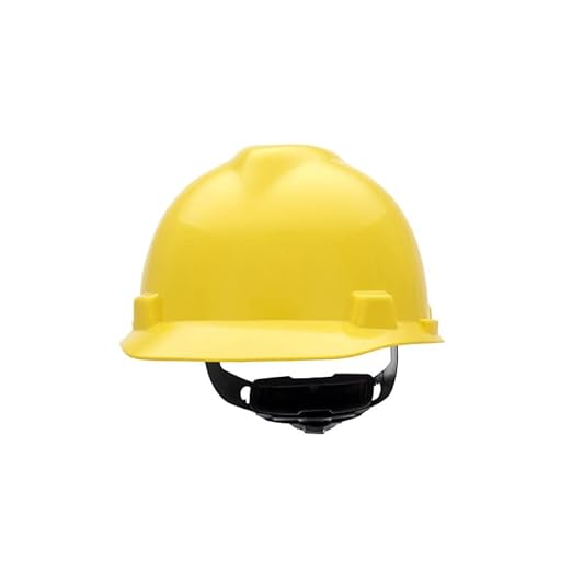 MSA 477479 V-Gard Cap Style Safety Hard Hat With Fas-Trac III Ratchet Suspension | Polyethylene Shell, Superior Impact Protection, Self Adjusting Crown Straps - Small Size in Yellow
