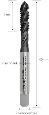 Tools M2 x 0.4 AlTiN Coating Spiral Flute Thread Tap, Metric Machine Threading Tap High Speed Steel Cobalt(HSSCo), Round Shank with Square End, H2 Tolerance, 2pcs