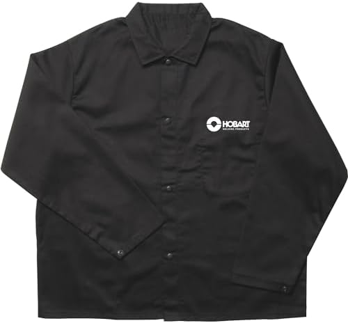 Hobart 770568 Flame-Resistant Cotton Welding Jacket, XXL, Black