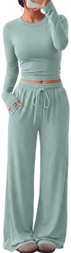 Trendy Queen Women's 2 Piece 2026 Fall Fashion Lounge Set with Pockets