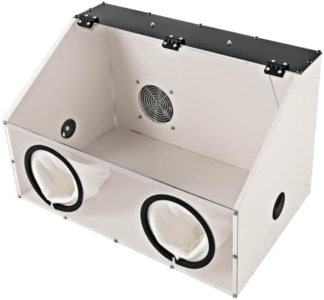 Fully Enclosed Grinding Table Polisher Dust Box, Acrylic Dust Box Transparent Dust Box Cover,2-Hole Table Polisher Box with Led Light for Polishing Machine, Carving, Cutting, Drilling (2 Holes)