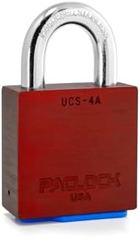 PACLOCK's 4-Series Padlock, Standard Rekeyable (SR), 7/16" Diameter Hard. Stainless Steel Shackle, 1-3/16" Tall, One Lock Keyed to a Number U-Pick! w/ 2 Keys, Red Anodized Aluminum