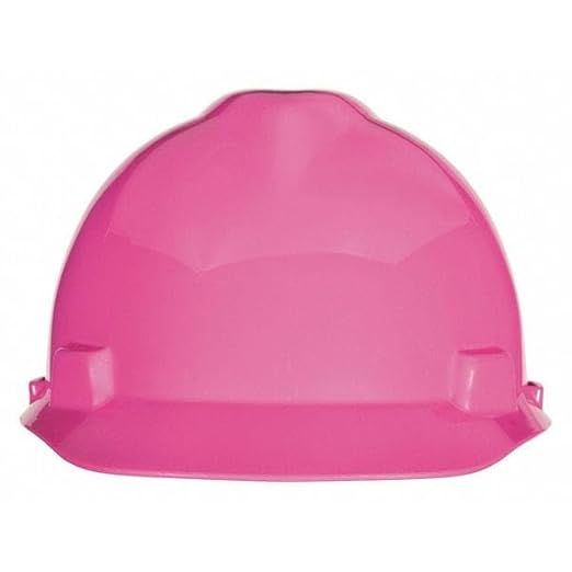 MSA 10155230 V-Gard Cap Style Safety Hard Hat With Fas-Trac III Ratchet Suspension | Polyethylene Shell, Superior Impact Protection, Self Adjusting Crown Straps - Standard Size in Hot Pink