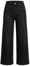 GRAPENT Women's Wide Leg Jeans High Waisted Cropped Stretchy Denim Pants