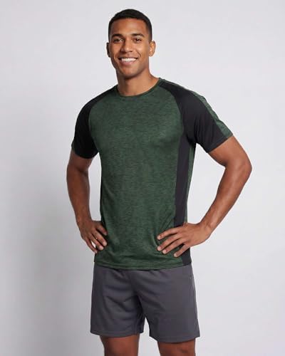 5 Pack Men's Dry Fit Workout T Shirts Crew Neck Athletic Gym Running Tees