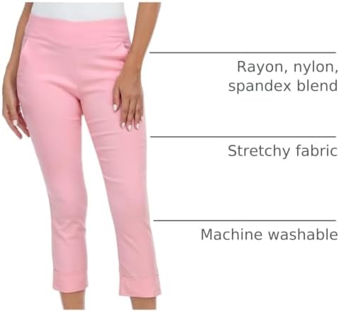 HDE Pull On Capri Pant for Women w/Pockets Elastic Waist Cropped Work Pant