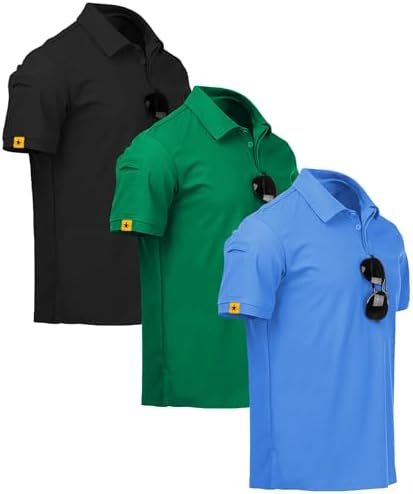 ZITY 3 Pack Mens Golf Polo Shirts Short Sleeve Business Casual T-Shirts