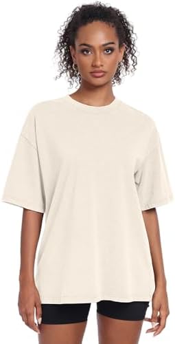 Womens Vintage Oversized T Shirts Acid Washed Baggy Cotton Tee Workout Gym Shirts Boyfriend Short Sleeve Tops