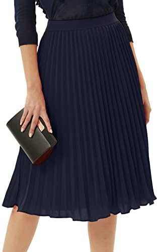GRACE KARIN Pleated Midi Skirt for Women Chiffon A-Line Outfits