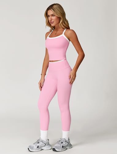 ABOCIW Workout Sets for Women 2 Piece Padded Sports Bra Tank Top High Waist Leggings Sets Gym Yoga Work Out Clothes
