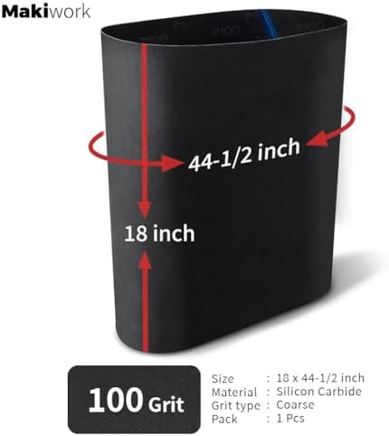 Drum Sander Feed Belt Conveyor - Compatible with Grizzly 18" G0458 Drum Sander, Silicon Carbide, 18" x 44-1/2", 100 Grit