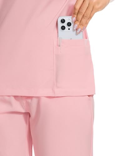 COZYFIT Scrubs for Women Set - Stretch V-Neck & Jogger Pant with 9 Pockets