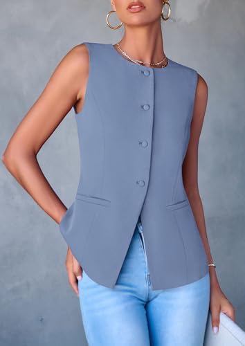 PRETTYGARDEN Women Tailored Suit Vest Business Casual Tops