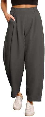 EVALESS Womens Wide Leg Barrel Pants with Pockets