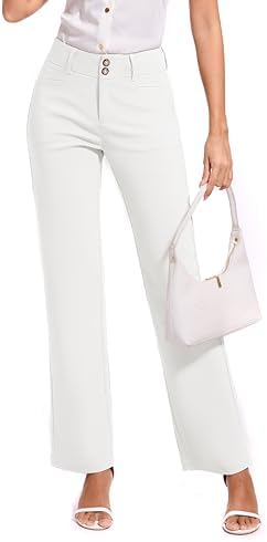 KICZOY Women Dress Pants Stretch Business Straight Leg with Pockets Wear to Work Casual 2026 Suitpants
