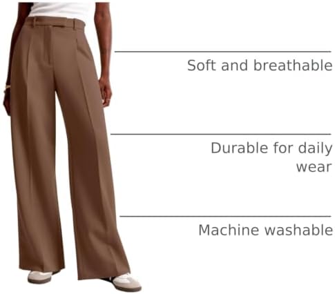 NIMIN Women Wide Leg Work Pants High Waisted Dress Trousers with Pockets