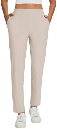 baleaf Womens Business Casual Pants Stretch Travel Pants On Airport with Zipper Pockets Dressy Slacks Golf Work Pull on