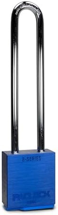 PACLOCK's 2-Series Padlock, UCS, 5/16" Diameter Hard. Stainless Steel Shackle, 5" Tall, High Performance 6-Pin Cylinder, Keyed Differently w/ 2 Keys, Blue