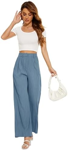 FUNYYZO Wide Leg Dress Pants for Women Work Slacks Business Casual Outfits