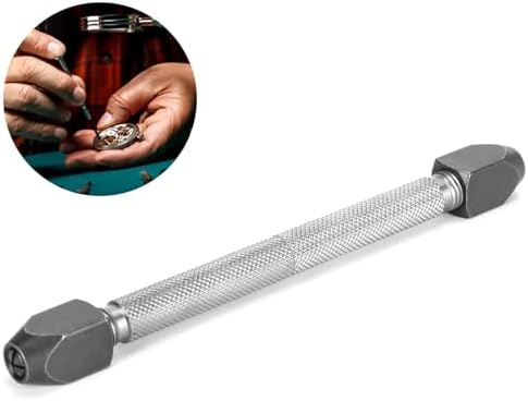 Steel Pin Vise Hand Drill with Twisted Drill Bit, Ergonomic Slip-Resistant Handle, Watch Repair Tool for Watchmakers