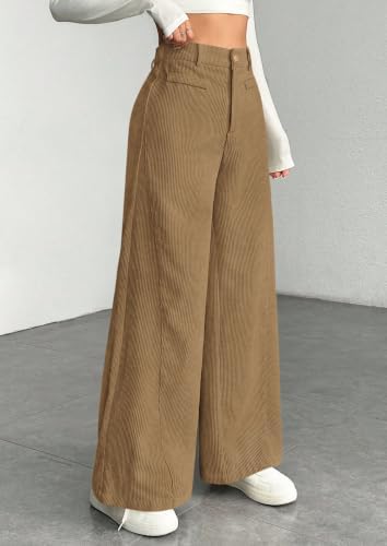 PRETTYGARDEN Women's High Waisted Corduroy Pants Casual