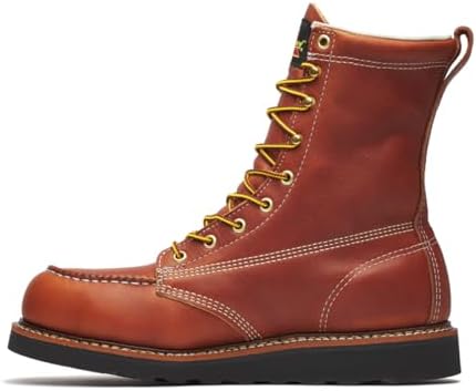 Thorogood American Heritage 8” Steel Toe Work Boots for Men - Full-Grain Leather with Moc Toe, Slip-Resistant Wedge Outsole, and Comfort Insole; EH Rated
